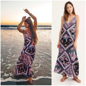 NWT Free People Stevie Printed Maxi Slip Dress
